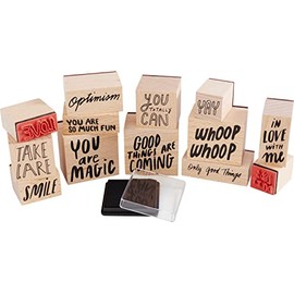 13-Piece Stamp Set with Sayings and Ink Pad