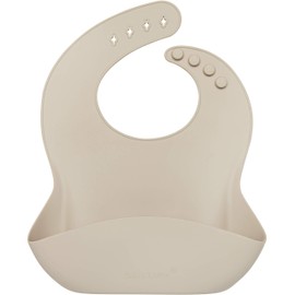Loulou Lollipop Babero de alimentación de silicona resistente al agua para bebés y niños pequeños, fácil de limpiar, ajuste ajustable y bolsa Catch-All - Arena