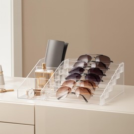 HBlife Sunglass Organizer Clear Acrylic Eyeglasses Display Stand, 6 Tier Multiple Pairs of Glasses Holder for Nightstand, Tabletop Eyeglass Holder for Dresser