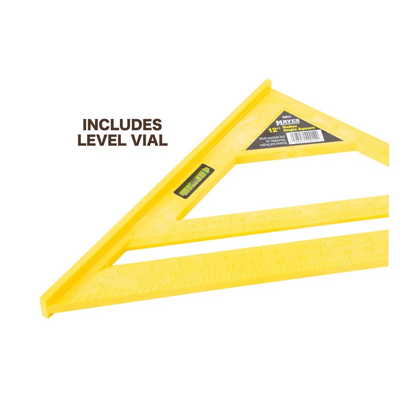 Mayes 20012 12-Inch Carpenter Square with Level Vial, Made in