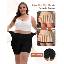 INNERSY Chub Rub Shorts Women Plus Size Cycling Shorts Under Skirt Long Leg Boxers Black 3 Pack (26-28, 3 Classic Black)