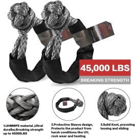 Treeligo Soft Synthetic Shackle Recovery Kit 22" 45000LBS Breaking Strength 3/4" 2 Pack