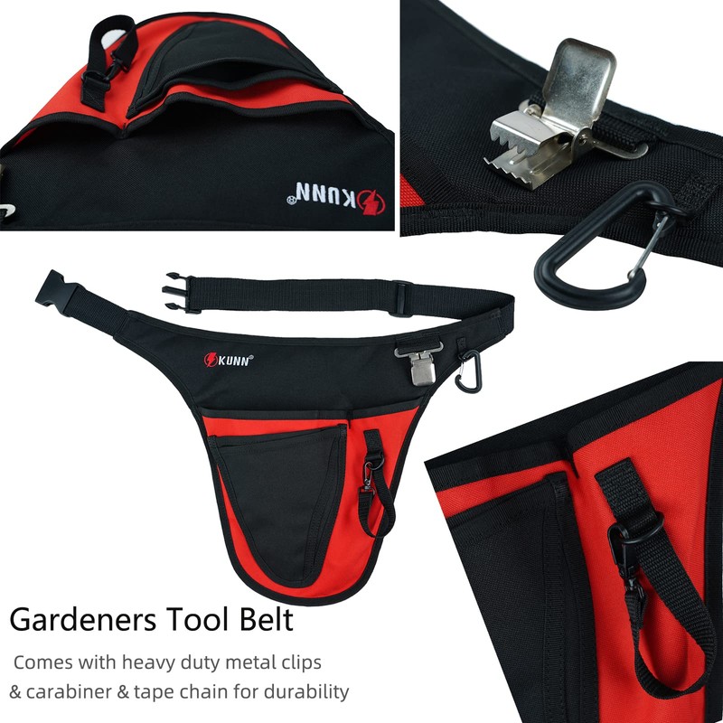 KUNN Garden Tool Belt,Durable Adjustable Tool Belt Waist Pouch with