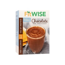 FITWISE - 100 Calorie Meal Replacement Pudding Shake, 15g Protein, Low Calories, Low Carbs, 7 Servings Per Box (Chocolate)