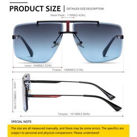 SHEEN KELLY Retro Square Sunglasses for Men Women Rimless Metal Sunglasses Fashion Sunglasses Vintage, 2