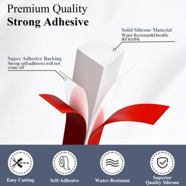 CoCreo Flexible Quarter Round Molding 197 Inch, Peel and Stick Molding Self-Adhesive White Rubber Trim Waterproof Bendable Bathtub Edge Molding for Wall Floor Corner Countertop Bathroom Kitchen