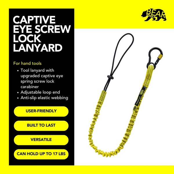 BearTOOLS New Yellow Screw Lock Safety Lanyard 3 Foot Tough
