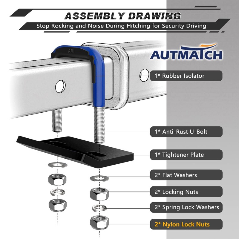 AUTMATCH Hitch Tightener Anti Rattle Stabilizer - Heavy Duty Hitch