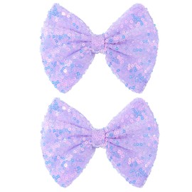 5" Glitter Purple Hair Bows for Girls Alligator Clips Sparkly Sequin