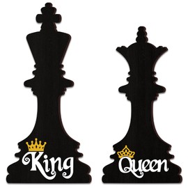 2 Pieces Couples Bedroom Wall Decor King and Queen Wall Decor Romantic Bedroom Decor for Couples Black Couple Wall Art Decoration Crown Farmhouse Wooden Wall Art