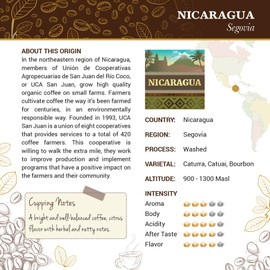 Nicaragua Coffee - Ground Coffee - Freshly Roasted Coffee - Cubico Coffee - 16 Ounce (Single Origin Organic Segovia Nicaraguan Coffee)