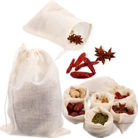 24 Pieces Spice Bags for Cooking Cheesecloth Bags for Straining Reusable Empty Tea Bags Drawstring Soup Bags Muslin Bags (6 x 8 Inch)