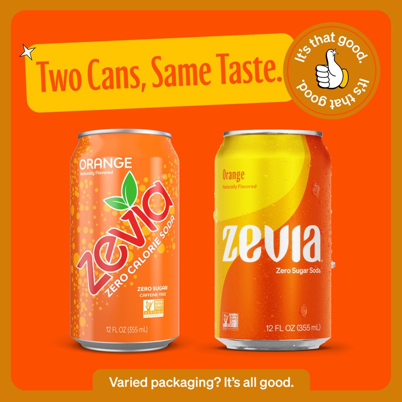 Zevia Zero Calorie Soda, Orange, 12 Ounce Cans (Pack of