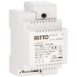 Ritto 1647600 Mains Transformer, REG, Bell Transformer, 8 V -230 V AC, Suitable for DIN Rails - Made in Germany