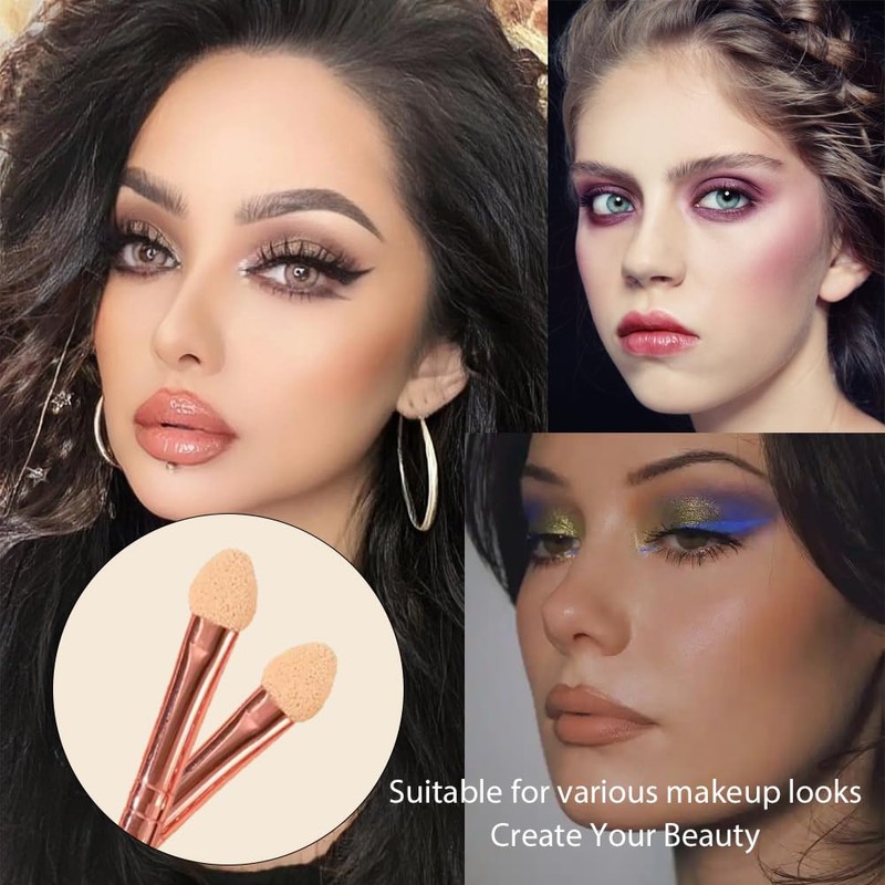 TSUOUKL Pack of 10 Double-Sided Sponge Makeup Brushes Reusable Eyeshadow