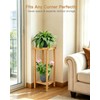 Ufine Bamboo 2-Tier Square Plant Stand, 30 Inch Tall Plant