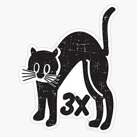 Leyland Designs U-48 Cat Times 3X - Grunge Style Sticker Outdoor Rated Vinyl Sticker Decal for Windows, Bumpers, Laptops or Crafts 5"