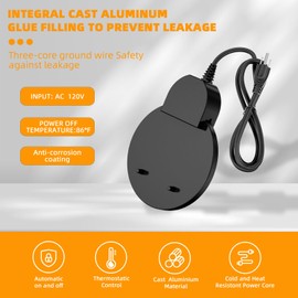 ORSEM 500W Utility De-Icer Submersible Cast Aluminum Water Heater for Livestock, Poultry Tank Heaters, Winter Bird Bath Heaters.