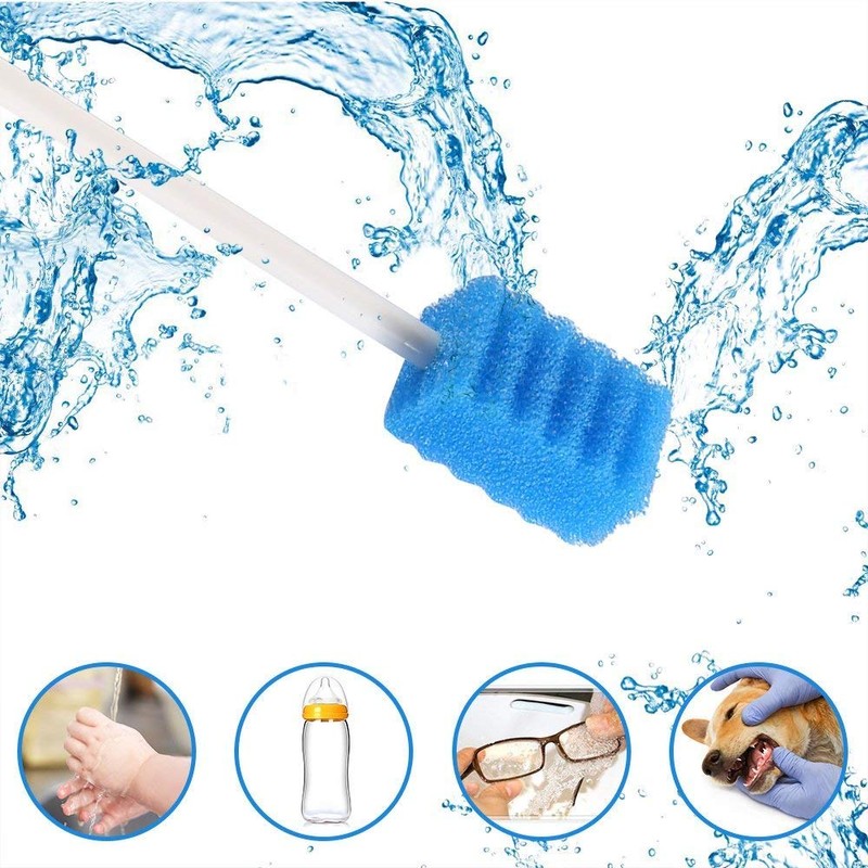 Disposable Oral Care Swabs Tooth Cleaning Mouth Swabs (50 Blue)