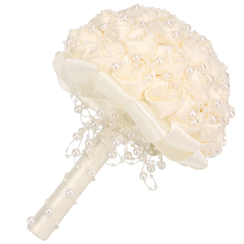 Delicate Bridal Buequet Crystal Artificial Pearl Holding Flowers Wedding Decor