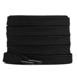 Booyckiy [2 Pairs] Flat Shoe Laces for Sneaker, 2/5" Wide Shoelaces Black 47 inch(120cm)