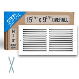 Fits 14x8 Duct Opening | Steel Return Air Grille by Handua | Vent Cover Grill for Sidewall and Ceiling | White | HVAC Cold Air Intake Grille | Outer Dimensions: 15.75"W X 9.75"