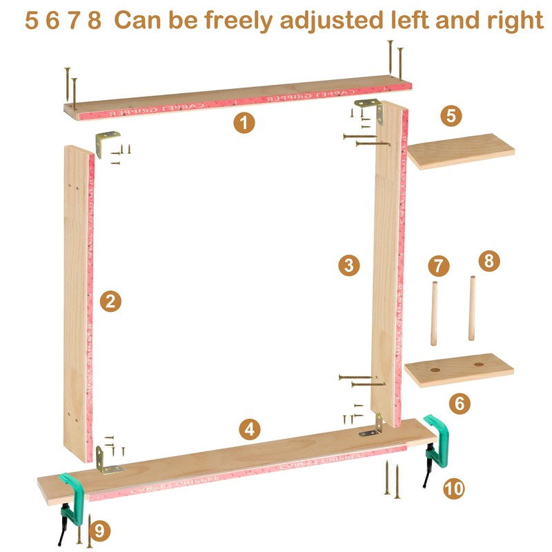 Rug Tufting Frame, 29.5in X 29.5in Wooden,with Rubber Strips for