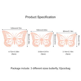 3D Butterfly Stickers Wall Decor 72 Pcs, 3 Sizes Butterfly Decorations for Party,Gifts,Home Room Wall Decoration
