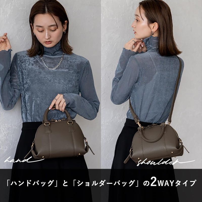 VITAFELICE Round Zipper 2-Way Mini Handbag for Women inb-10160p, Black,