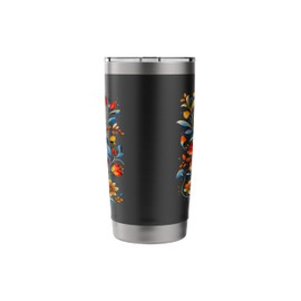 Vibrant Blooming Floral Art Orange Blue Stainless Steel Insulated Tumbler