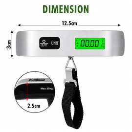 Handheld Portable Digital Luggage Scale with Grip Travel Portable Electronic Weighing Suitcase and Bag Digital Suitcase Weighing Scales (110Lb/50kg - Black)