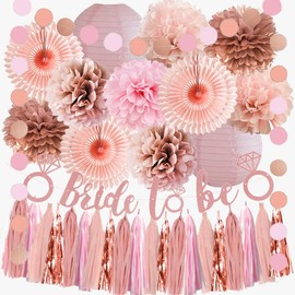Hen Party Decoration Rose JGA Decoration Women Rose Gold Pink Bride to Be Rose Gold Pompoms Pink Light Pink Pastel with Bride to Be Garland Rose Gold Guaste