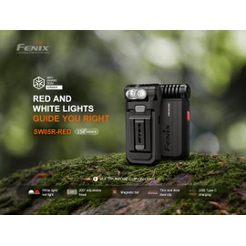 Fenix SW05R-RED Clip On Flat Body swival Flashlight with Red Light with EdisonBright Accessory case Bundle (Black)