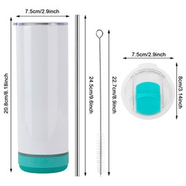 INSTOME Music Speaker Tumbler,Straight Music Tumbler with Straw and Lid,Speaker Tumbler Cup with Detachable LED Light for Valentine's,Father's Day,Mother's Day,Birthday Gift (20oz, blv)