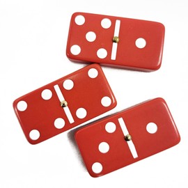 Marion Domino Double 6 Red Jumbo Tournament Professional Size with Spinners in Elegant Black Velvet Case.