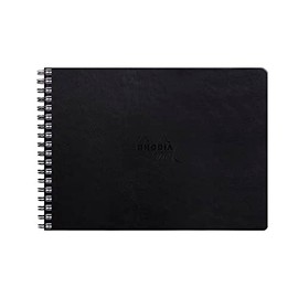 Rhodia Rhodia Touch 116180C Spiral Album Mixed Media Book Double Spiral 32 Sheets Paint'ON Paper Extra White 250 g A4 Landscape Format Ideal for Mixed Media and Art Black Pack of 1