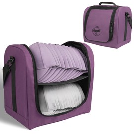 SCAVATA Large Hat Bag for Baseball Caps, Hat Organizer Bag for Traveling & Moving, Storing Snapback Cap, Portable Hat Carrier Holder Case for 20-24 Caps (Purple)