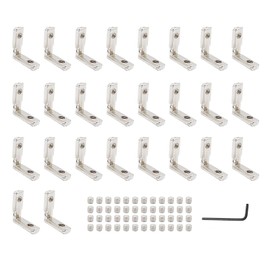 26Pcs 2020 Joint Corner Brackets Set with 52Pcs M5 Screw and 2Pcs M2.5 Wrench for 2020 Series Aluminum Extrusion Profile Silver