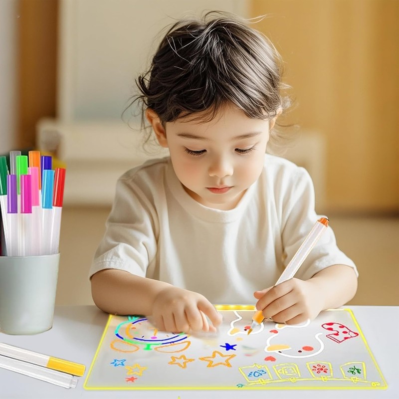 LED Note Board with Colorful Pens, Acrylic Dry Erase Light