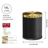 LEASYLIFE 15L/4GAL Black Bathroom Trash can,Gold Bathroom Garbage can with