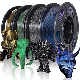 YOUSU 3D Printer Filament Galaxy PLA Filament 1.75mm, 3D Printing Filament Bundle, Multi Color PLA Filament Glitter 250g X 4 Color Pack.