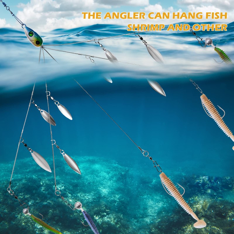2 Pcs Alabama Rigs, 5 Arm Umbrella Rig Swimbait with