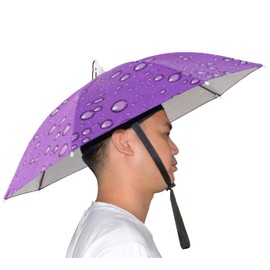 NEW-Vi Umbrella Hat, 25 inch Hands Free Umbrella Cap for Adults and Kids, Fishing Golf Gardening Sunshade Outdoor Headwear (Blue/Purple)