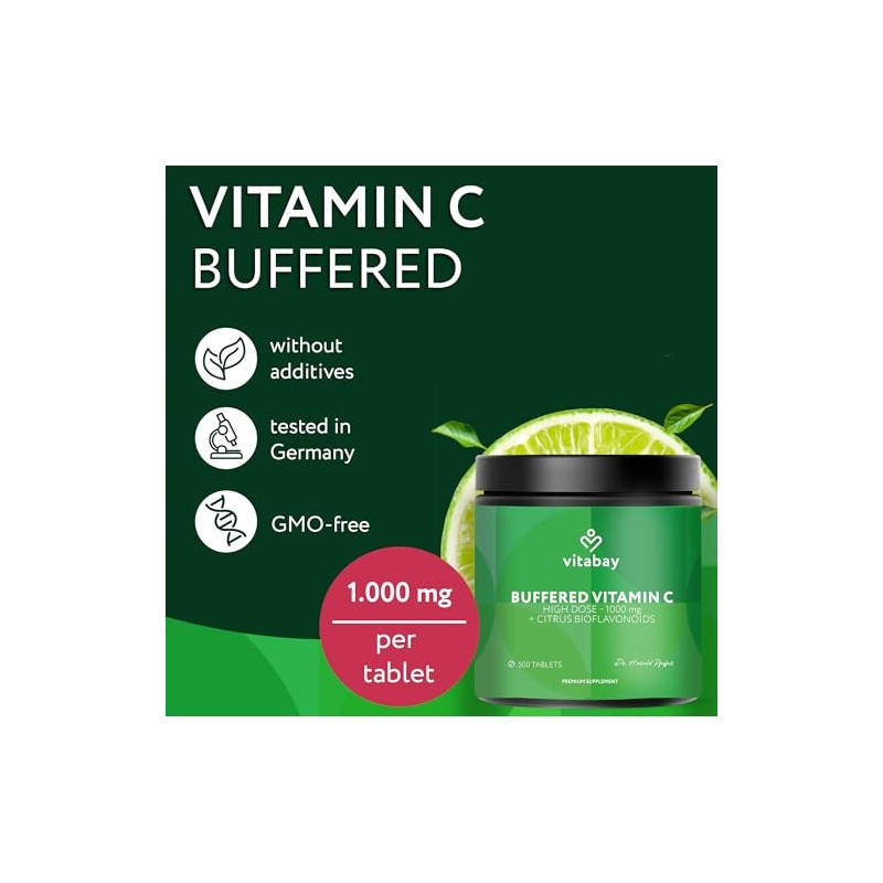 Vitabay Vitamin C 1000mg - 500 Vegan Slow Release Vitamin