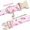 Faygarsle Pink Floral Dog Collar with Roses Pattern, Spring Summer