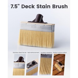 Voomey 7.5-Inch Deck Stain Brush Applicator - Thick Soft Large Paint Brush Head with Threads for Extension to Apply Wood, Fence, Brick & Concrete Walls, Heavy-Duty Outdoor Water and Oil Staining Brush