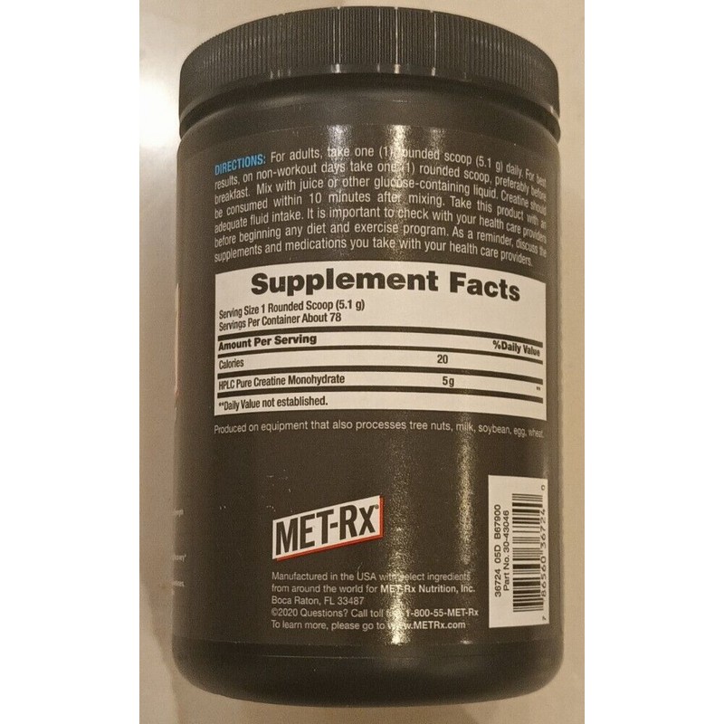 Met-Rx Creatine Monohydrate Powder, Unflavored - 400 Gram 14.1 Ounces