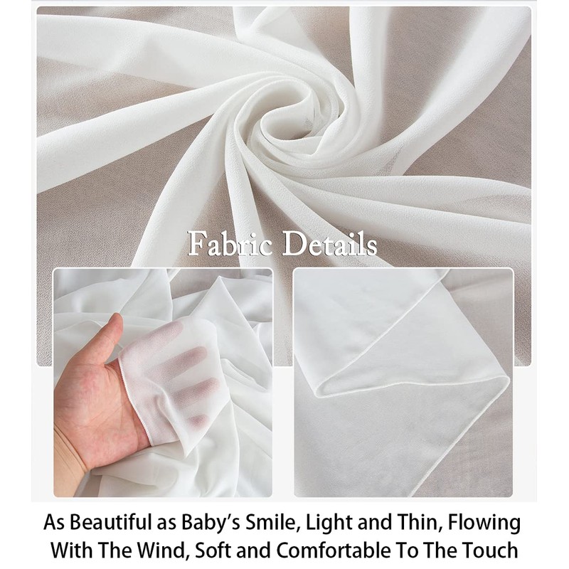 White Chiffon Backdrop Sheer Curtains 2 Panels - 25x10ft Chiffon