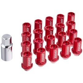 RAYS 74020001012RD Duralumin Lock & Nut Set, Straight Type, M12 x 1.25, Red Anodized