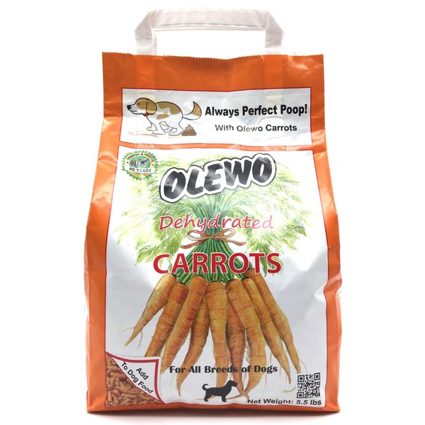 Olewo Dehydrated Carrots All-Natural Relief For Dog Diarrhea, Soft & Hard Poop, Gas & Bloating - Whole Food Supplement, Digestive Enzymes & Prebiotic Fiber for Perfect Digestion, Deworming, Gut Health, Skin & Coat, 5.5 pounds